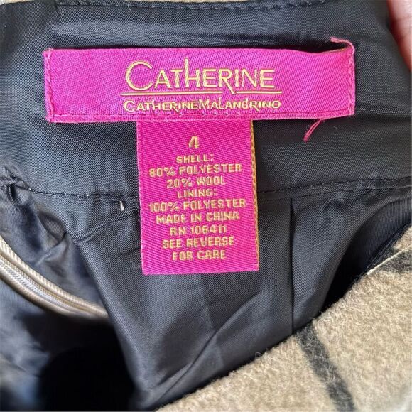 Catherine Malandrino Wool Blend Plaid A-Line Knee Length Skirt Size 4 Beige - Picture 6 of 6